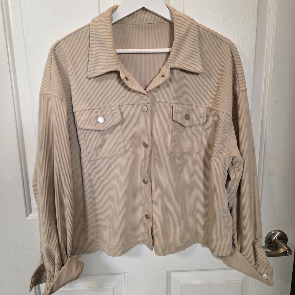 Tan Corduroy Button-Up Shirt